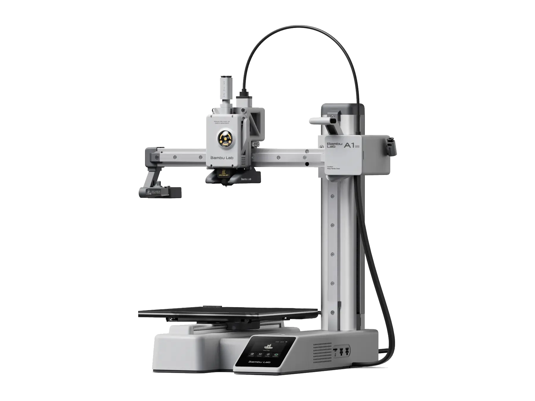 Der 3D Drucker A1 mini von Bambu Lab präsentiert vor weißem Hintergrund