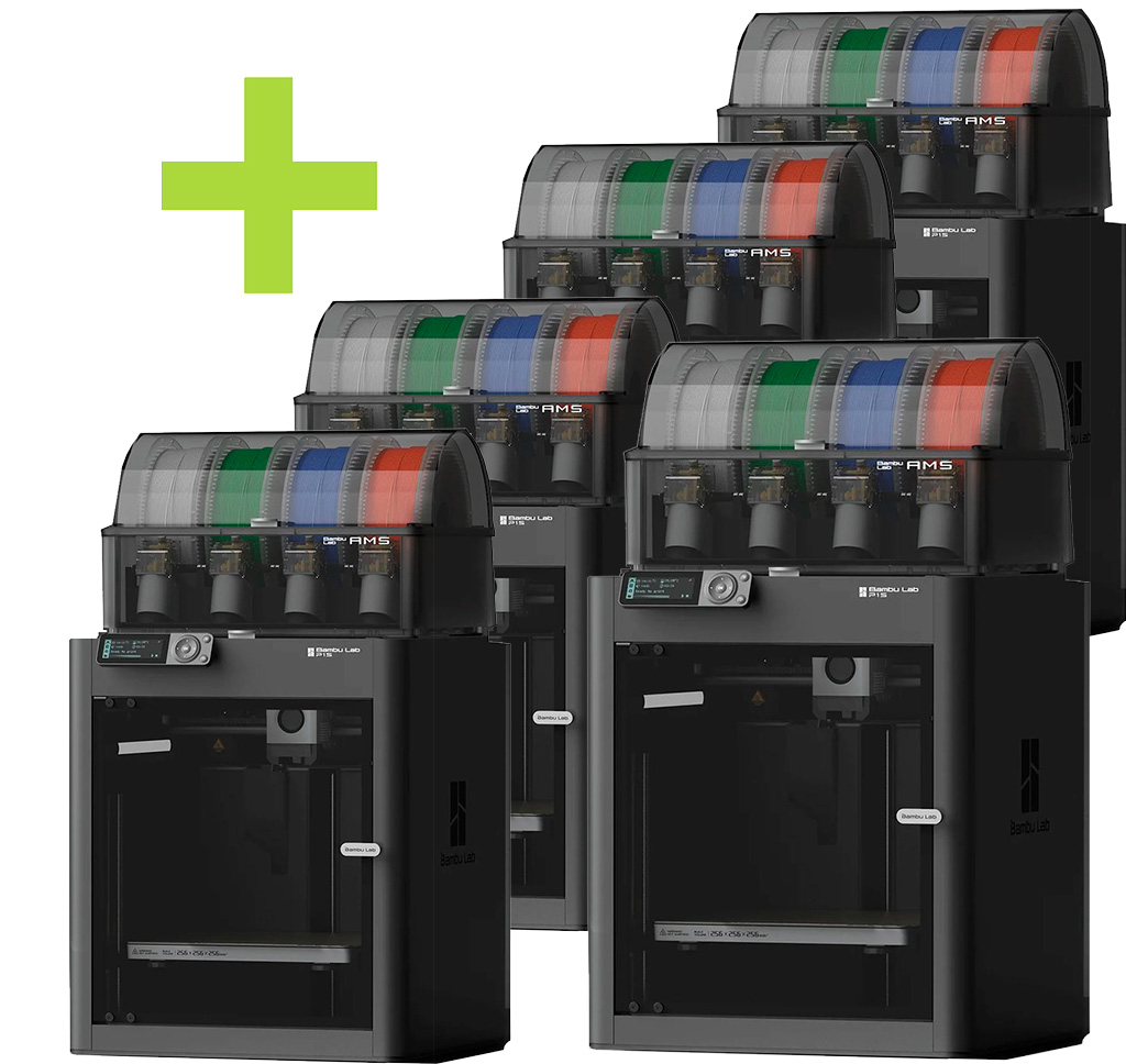 [PHWBB0009.B2] DEAL: 5x Bambu Lab P1S Combo ink. AMS + 5kg PLA